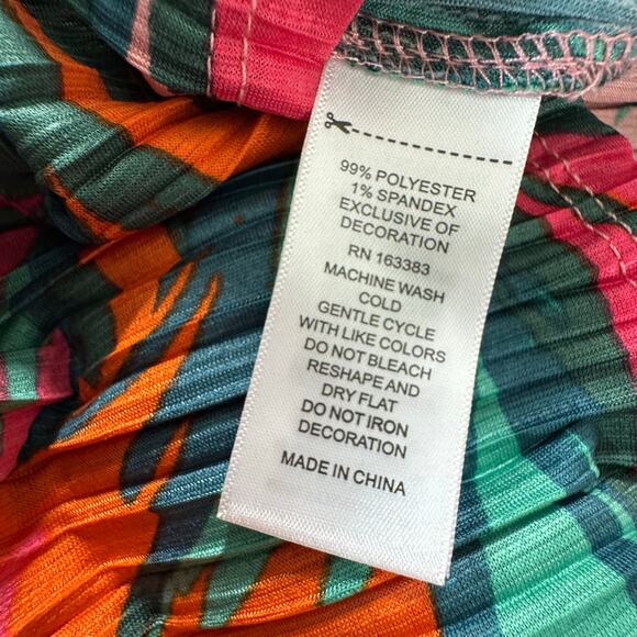 Rio & Rian New York 2X Colorful Tropical Leaf Print Pink Eyelet Trim Bohemian - Picture 8 of 8